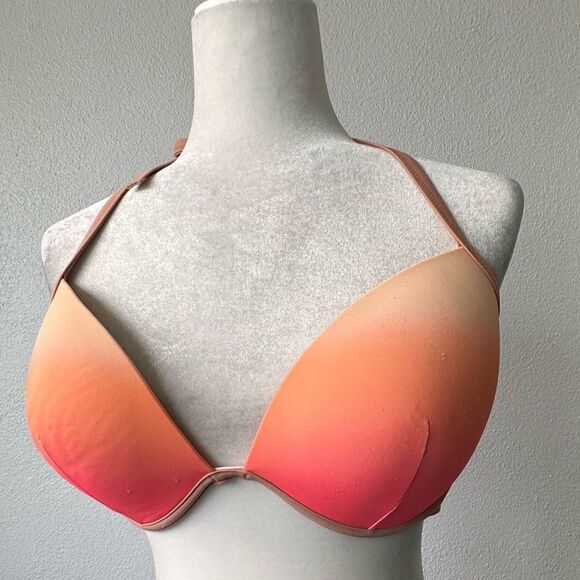 Shade & Shore Light Lift Halter Bikini Top Pink Orange SZ 38D - Picture 3 of 10